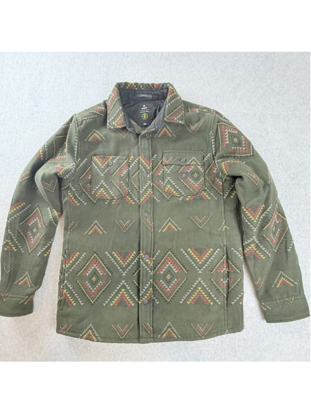 Roark Manawa Tapu Shirt Jacket Mens M Green Aztec Fleece Shacket